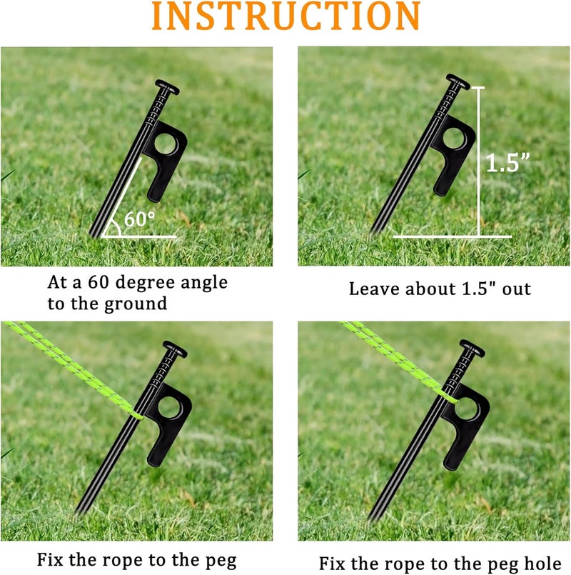 RIY Tent Stakes Heavy Duty 8 inch Metal Tent Pegs for Camping Steel Tent Stakes Inflexible and Unbreakable-8 PCS - Image 4